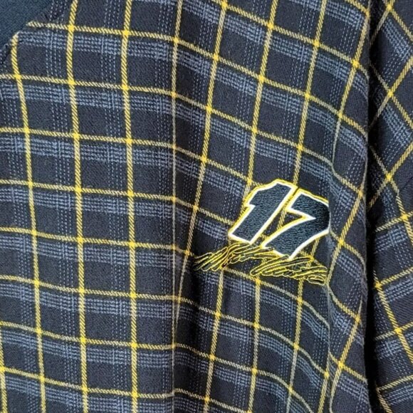 NFL NASCAR Matt Kenseth #17 Shirt Gray Yellow Large Check Pullover Embroidered - Picture 3 of 6